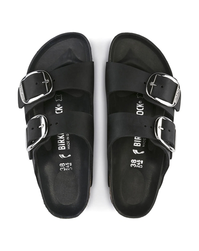 Arizona Big Buckle Oiled Leather Sandal - Black - Birkenstock
